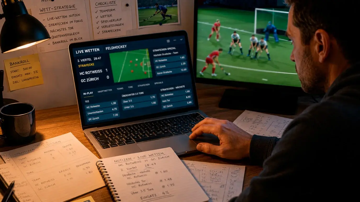 Live-Timing bei Feldhockey Ereigniswetten – Sportwetter analysiert In-Play-Quoten während einer Strafecken-Situation