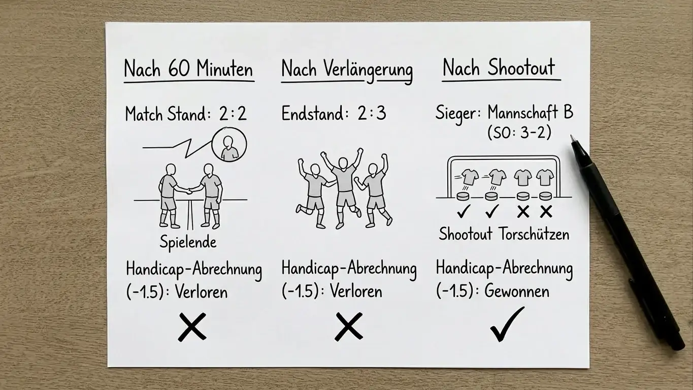 Feldhockey Handicap Abrechnung bei Shootout: Unterschied reguläre Spielzeit und Endresultat