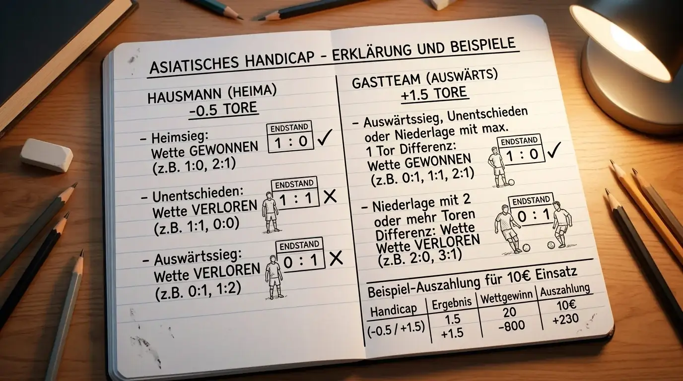 Asian Handicap Beispiel beim Feldhockey: -0.5 und +0.5 Wetten erklärt mit Tore-Szenarien