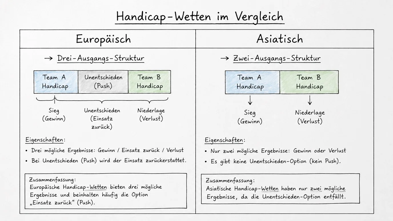 Vergleich European Handicap vs Asian Handicap beim Feldhockey mit Beispielszenarien