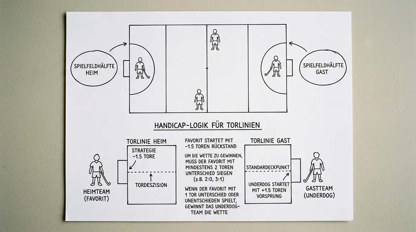 Grundlagen der Feldhockey Handicap Wette: Grafik erklärt Tore-Vorgabe und Abrechnungslogik