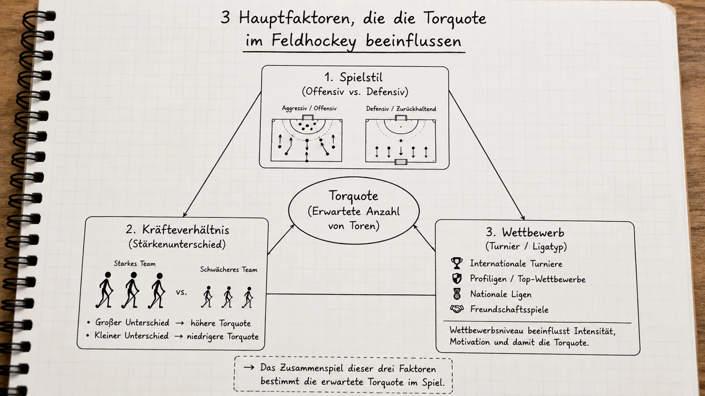 Faktoren für die Torrate beim Feldhockey: Spielstil, Kräfteverhältnis und Wettbewerb im Vergleich