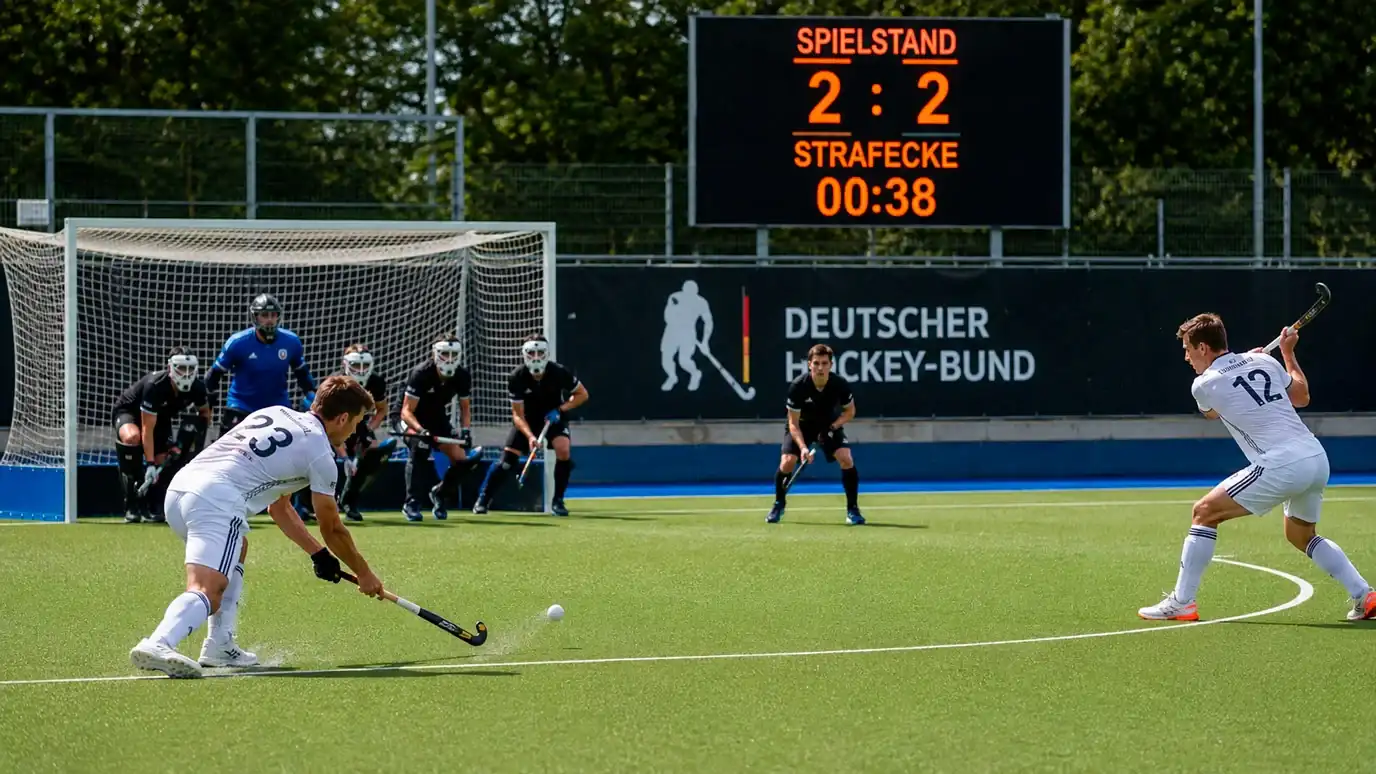 Feldhockey Strafecken-Mechanik: Ablauf eines Penalty Corners mit Angriffs- und Verteidigungsformation