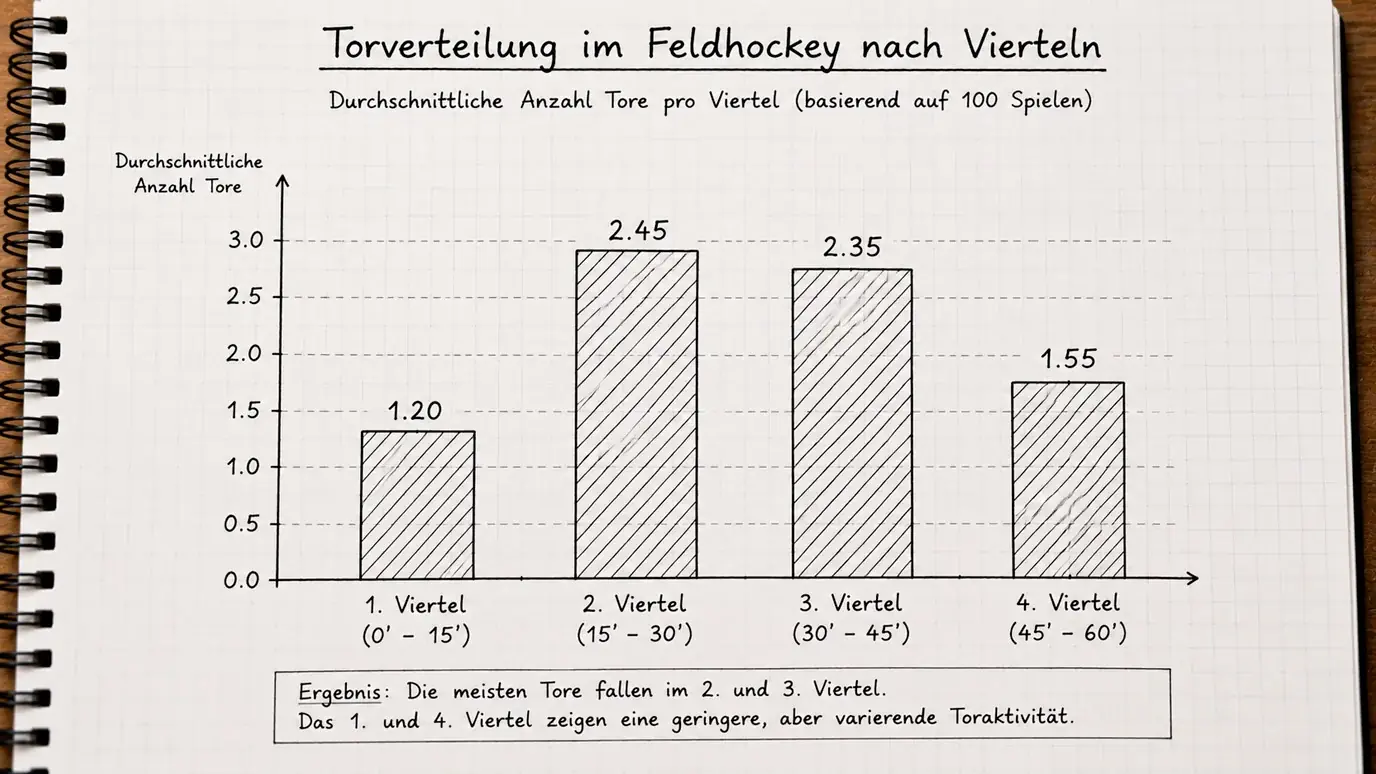 Torverteilung pro Viertel beim Feldhockey: Statistik zeigt welche Spielabschnitte torreich sind