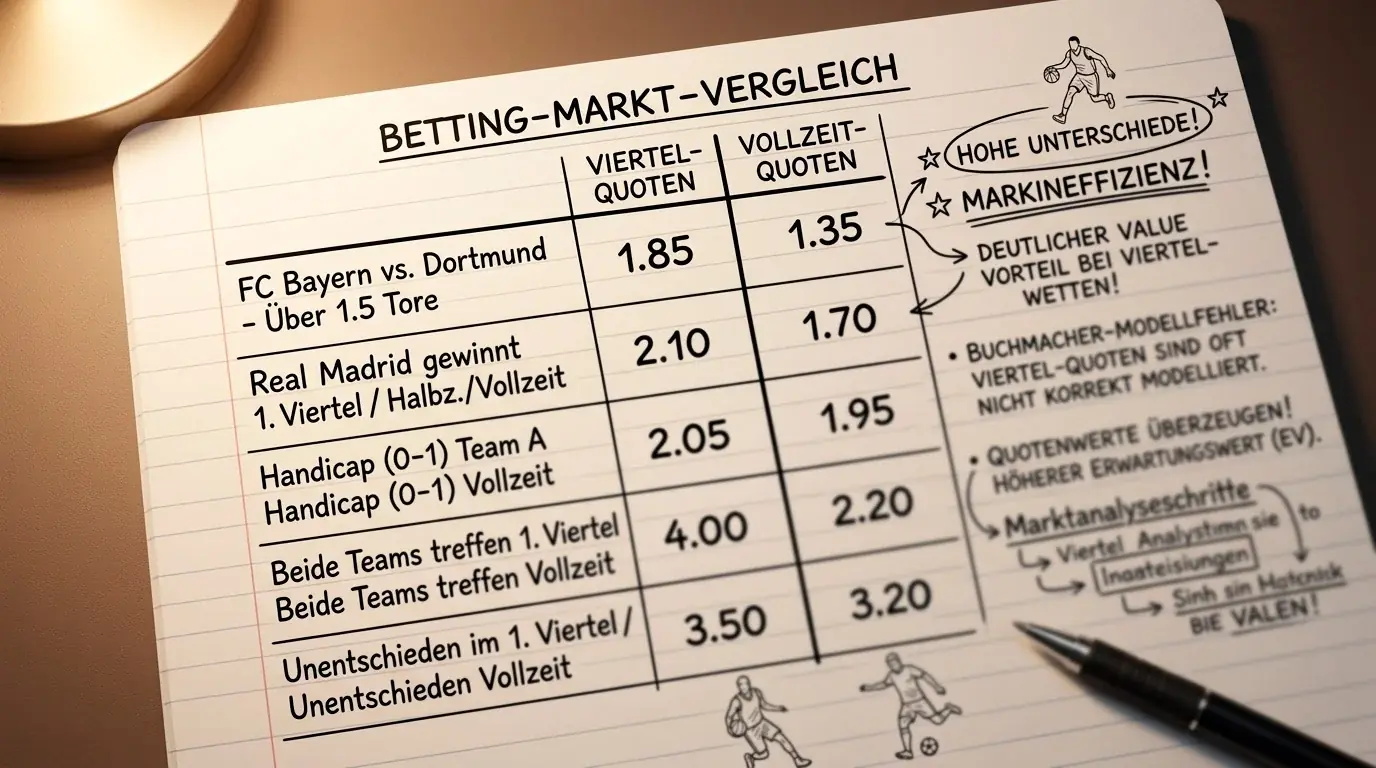 Viertelwetten vs Vollzeit-Märkte beim Feldhockey: Wertquoten-Vergleich und Marktineffizienz