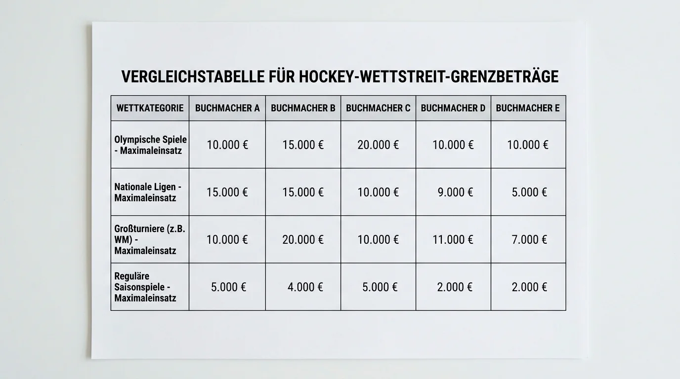 Feldhockey Wettlimits verschiedener Anbieter im Vergleich – Maximaleinsatz pro Wette bei Olympia versus Liga