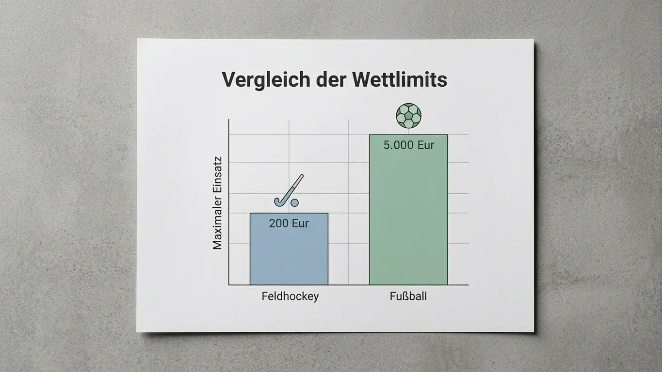 Vergleich der Wettlimits bei Feldhockey versus Fussball – niedrigere Obergrenzen bei Nischensport-Märkten