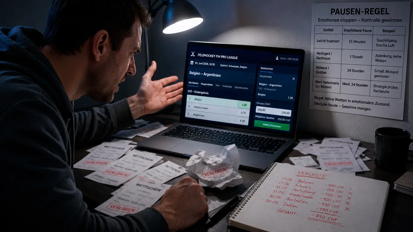 Emotionale Wetten nach Verlust beim Feldhockey – Tilt-Verhalten und Strategien zur Emotionskontrolle beim Sportwetten