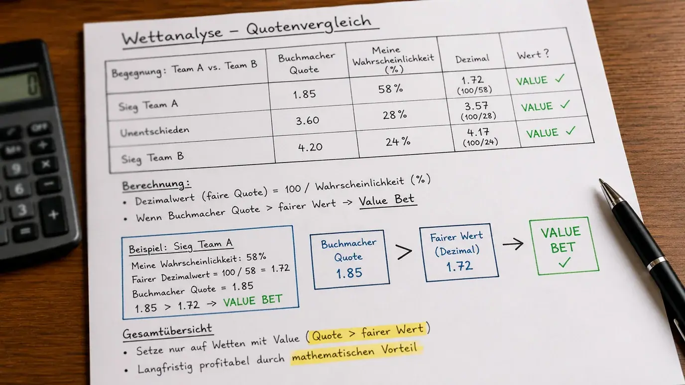 Value Bet beim Feldhockey erkennen: Eigene Wahrscheinlichkeitsschätzung versus Buchmacher-Quoten im Vergleich