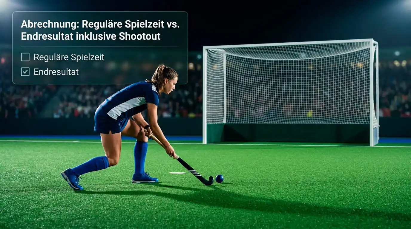 Feldhockey Wettabrechnung beim Shootout: Erklärung von regulärer Spielzeit versus Endresultat auf einem Wettschein