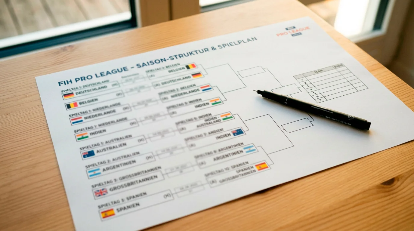 FIH Pro League Format: Spielplan mit Heim- und Auswärtsspielen der teilnehmenden Nationen