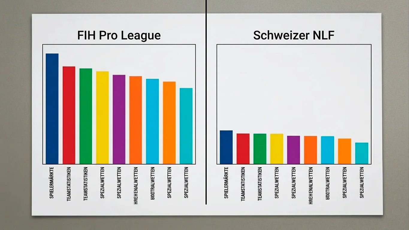 Vergleich der Wettmarkt-Tiefe zwischen Schweizer NLF und internationalen Feldhockey-Ligen für Sportwetter