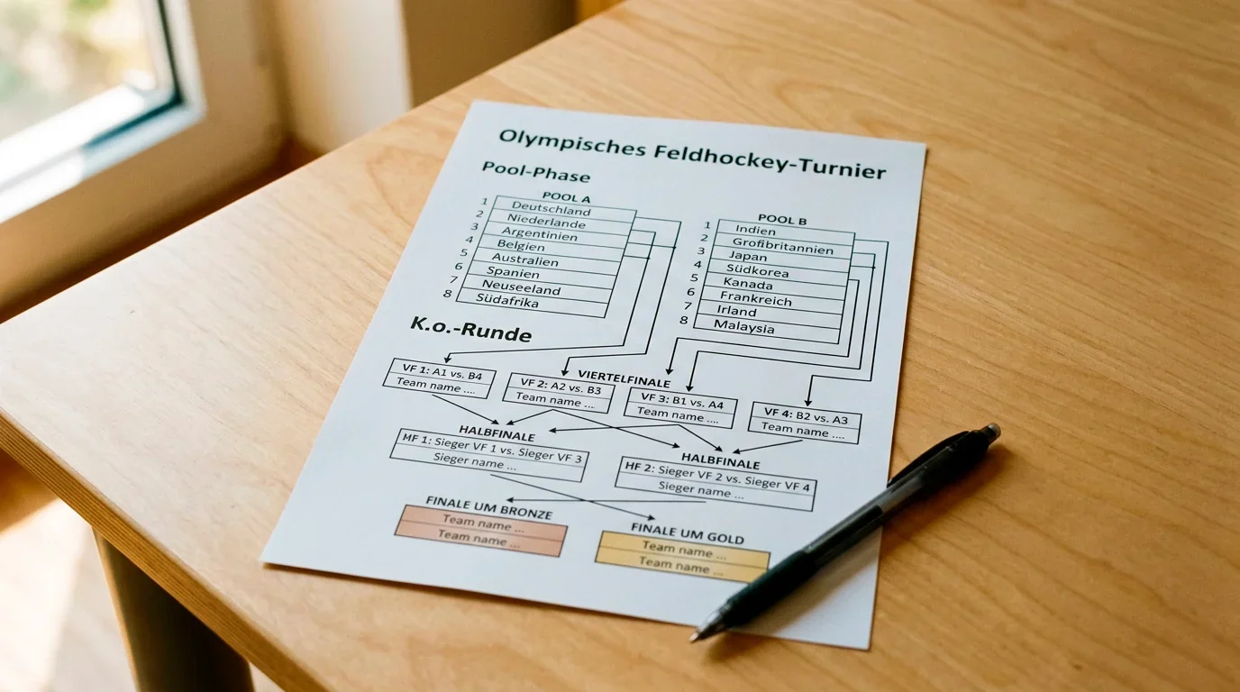 Olympia Feldhockey Turnierformat: Pool-Phase mit 16 Teams und KO-Struktur für Wettanalyse